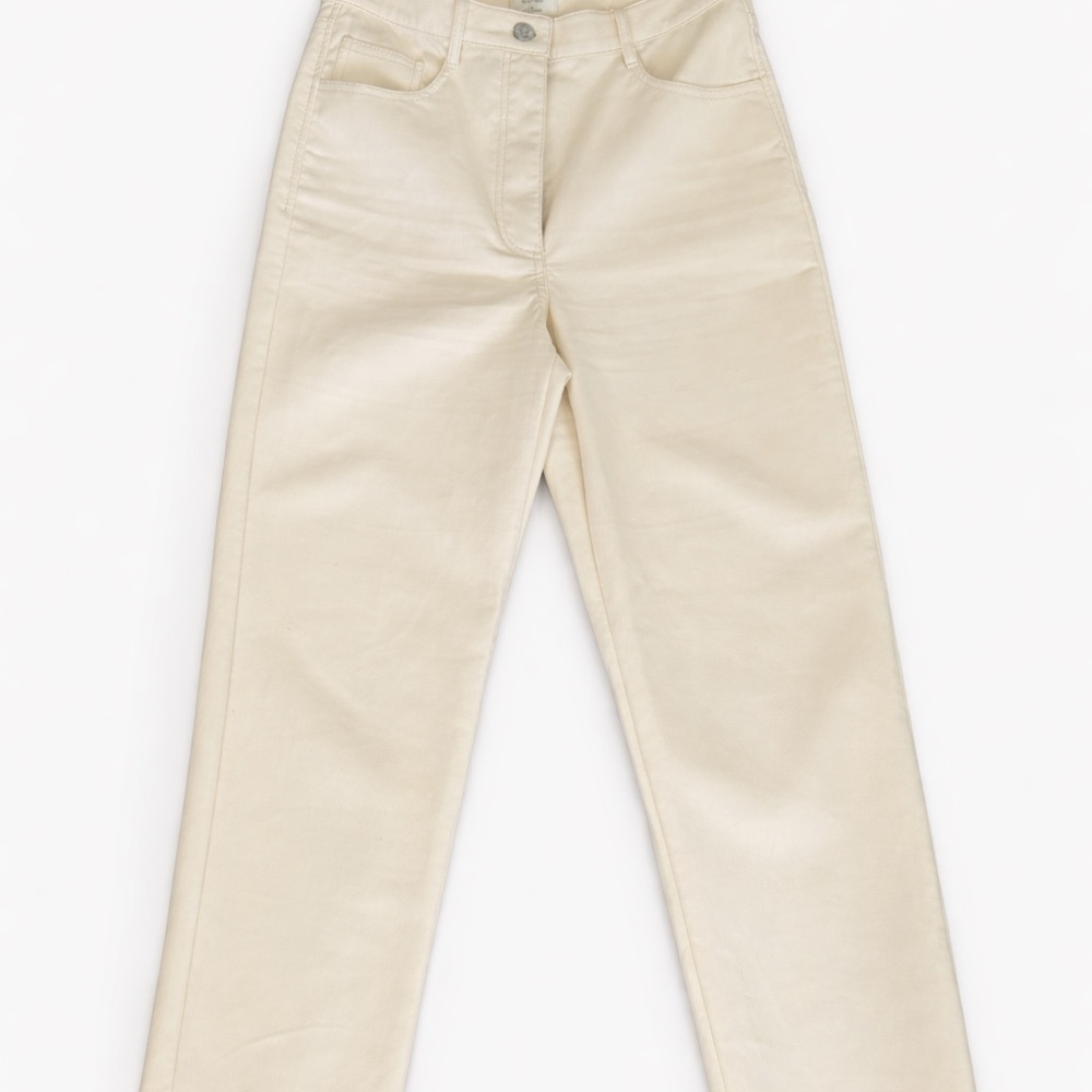 Aritzia Cream Straight Leg Vegan Leather Pants Women’s Size 6 - Picture 2 of 2